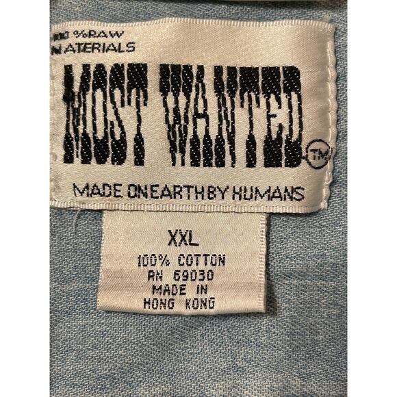 Vintage 2XL Most Wanted Chile Pepper Men’s Denim Shirt Excellent Condition - Picture 6 of 10
